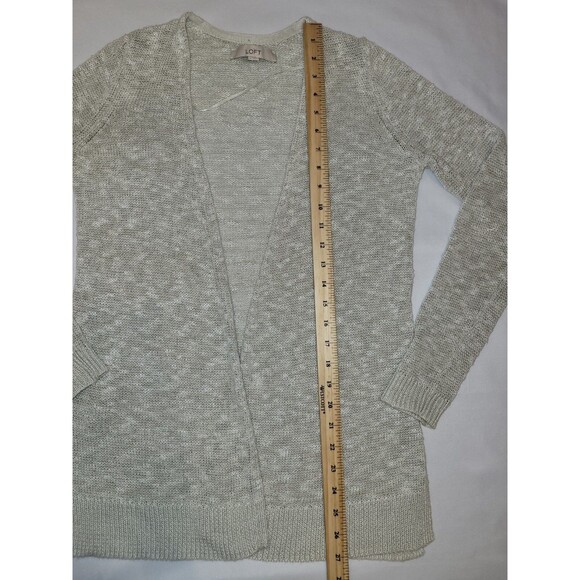 Loft Long Cardigan Womens Small Linen Silk Blend Open Front Loose Knit - Picture 9 of 10